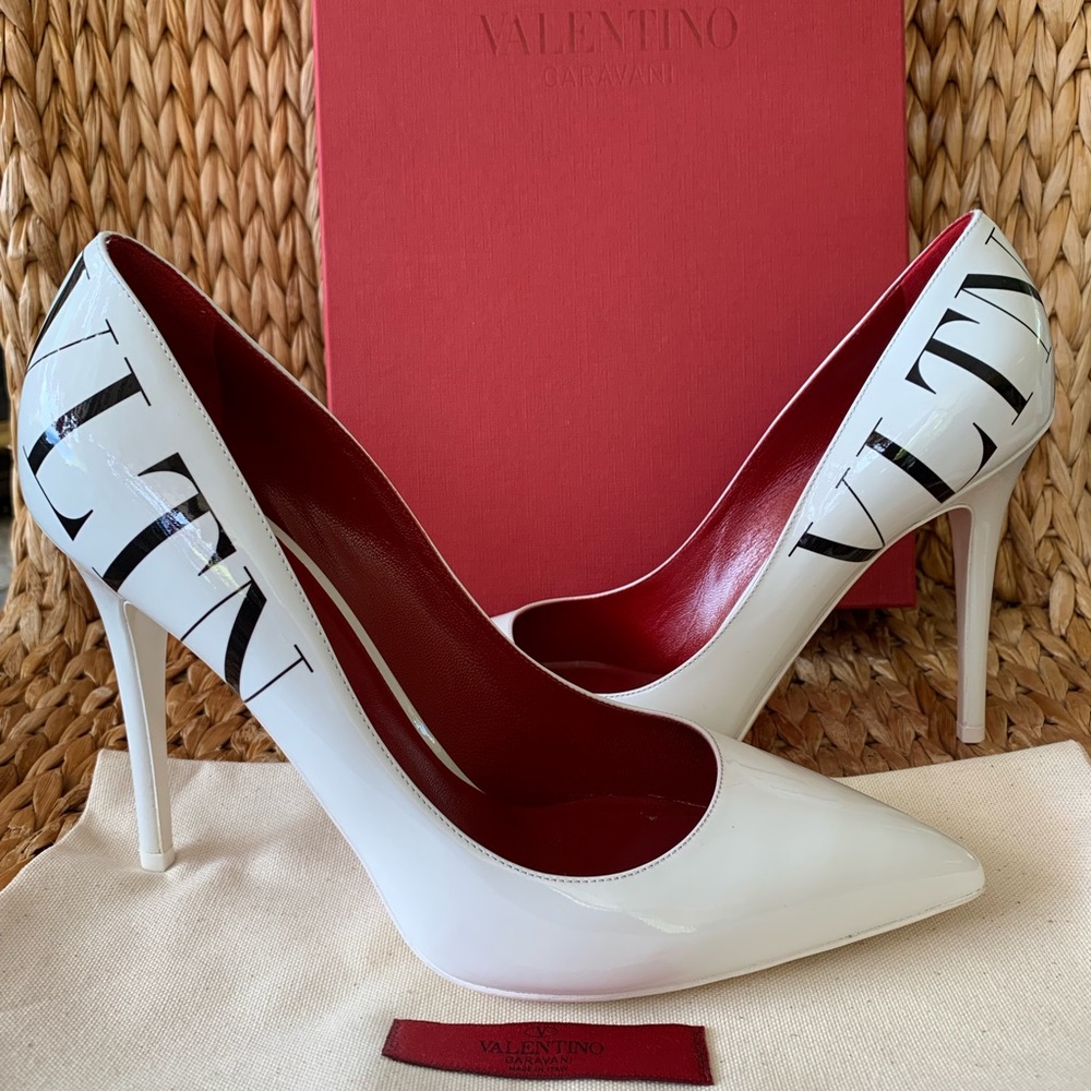 Valentino White and Red Heels